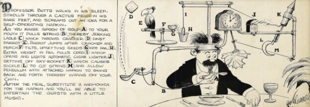 Cartoon von 1931: Ein Mann lässt sich von einerm Automaten den Mund abwischen